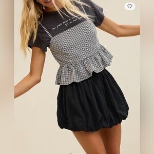 Aerie Seersucker Bubble Mini Skirt size M